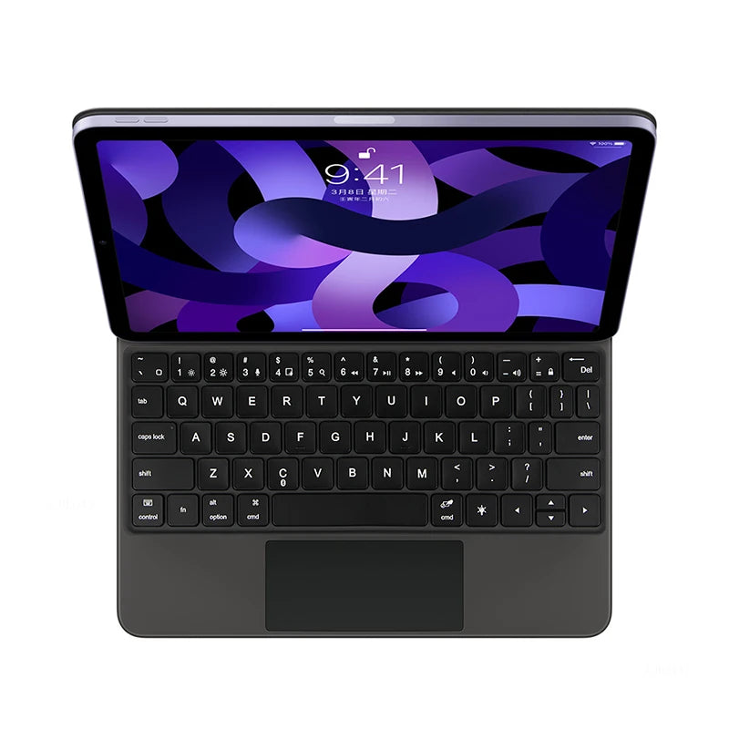 Magic Keyboard for iPad Pro 11 Inch & 12.9 Inch (2018-2022), Air 5 & 4, 10th Gen 10.9 Inch - Smart Magnetic Cover in English, Portuguese, Spanish, and Arabic.