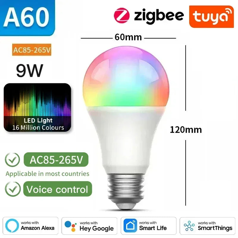 Smart Dimmable LED Light Bulb,  2700K-6500K RGB with Voice Control