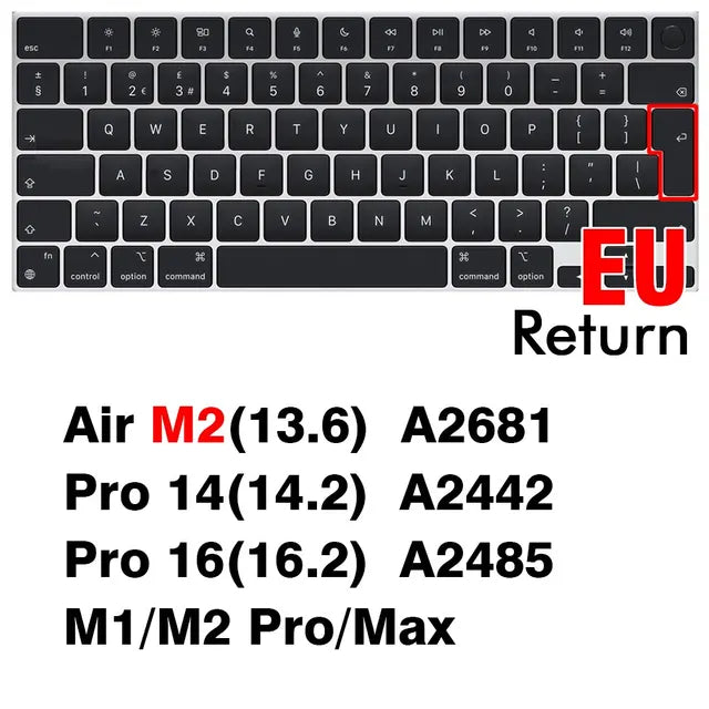 Silicone Keyboard Cover for MacBook Air 13 M2, Pro 13 M1, Pro 14, Pro 16 Max - Compatible with Models A2337, A2338, A2442, A2779, A2681, A2485