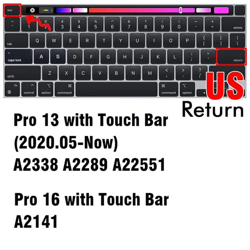 Silicone Keyboard Cover for MacBook Air 13 M2, Pro 13 M1, Pro 14, Pro 16 Max - Compatible with Models A2337, A2338, A2442, A2779, A2681, A2485