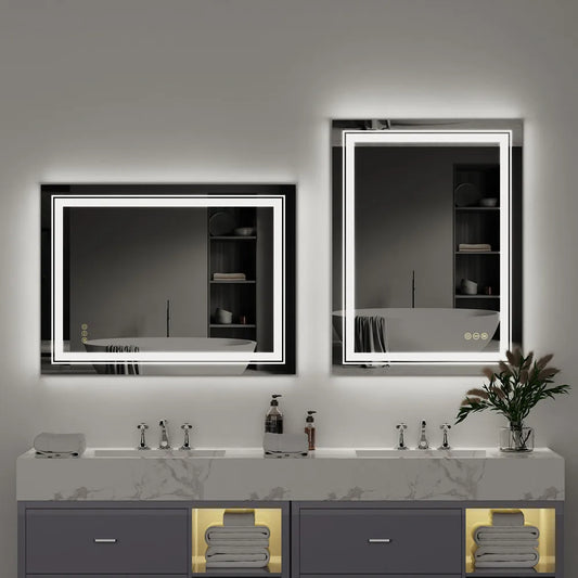 Touch-Control LED Bathroom Mirror, Anti-Fog and Waterproof